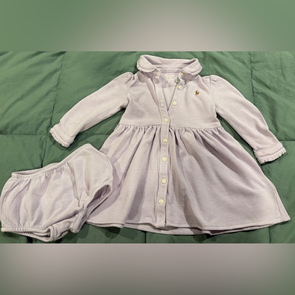 Ralph Lauren Lavender Knit Baby Polo Jumper and bloomer